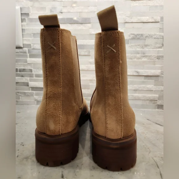Quince Elegant Tan Italian Leather Suede Ankle Chelsea Boots Size 7 New - Picture 4 of 5